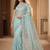 Women's pista net partywear saree with unstitched blouse