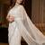 Women's white net partywear saree with unstitched blouse