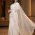 Women's white net partywear saree with unstitched blouse