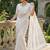 Women's white net partywear saree with unstitched blouse