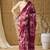 Red abstract print cotton silk ready to wear saree