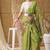 Mehndi abstract print satin regular saree