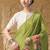 Mehndi abstract print satin regular saree