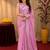 Baby pink soft shimmer chiffon embroidery work saree with unstitched blouse piece