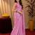 Baby pink soft shimmer chiffon embroidery work saree with unstitched blouse piece