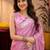 Baby pink soft shimmer chiffon embroidery work saree with unstitched blouse piece