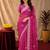 Rani pink soft shimmer chiffon embroidery work saree with unstitched blouse piece