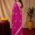 Rani pink soft shimmer chiffon embroidery work saree with unstitched blouse piece