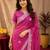 Rani pink soft shimmer chiffon embroidery work saree with unstitched blouse piece