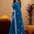 Turquoise soft shimmer chiffon embroidery work saree with unstitched blouse piece