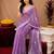 Lavender soft shimmer chiffon embroidery work saree with unstitched blouse piece