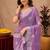 Lavender soft shimmer chiffon embroidery work saree with unstitched blouse piece