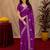 Purple soft shimmer chiffon embroidery work saree with unstitched blouse piece