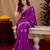 Purple soft shimmer chiffon embroidery work saree with unstitched blouse piece