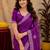 Purple soft shimmer chiffon embroidery work saree with unstitched blouse piece
