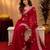 Red soft shimmer chiffon embroidery work saree with unstitched blouse piece