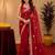 Red soft shimmer chiffon embroidery work saree with unstitched blouse piece