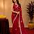 Red soft shimmer chiffon embroidery work saree with unstitched blouse piece