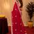 Red soft shimmer chiffon embroidery work saree with unstitched blouse piece