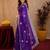 Plum soft shimmer chiffon embroidery work saree with unstitched blouse piece