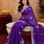Plum soft shimmer chiffon embroidery work saree with unstitched blouse piece