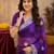 Plum soft shimmer chiffon embroidery work saree with unstitched blouse piece