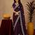 Wine soft shimmer chiffon embroidery work saree with unstitched blouse piece