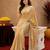 Gold soft shimmer chiffon embroidery work saree with unstitched blouse piece