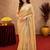 Gold soft shimmer chiffon embroidery work saree with unstitched blouse piece
