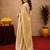 Gold soft shimmer chiffon embroidery work saree with unstitched blouse piece