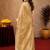 Gold soft shimmer chiffon embroidery work saree with unstitched blouse piece