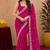 Rani pink soft shimmer chiffon embroidery work saree with unstitched blouse piece