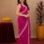 Rani pink soft shimmer chiffon embroidery work saree with unstitched blouse piece