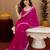 Rani pink soft shimmer chiffon embroidery work saree with unstitched blouse piece