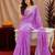 Lavender soft shimmer chiffon embroidery work saree with unstitched blouse piece
