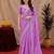 Lavender soft shimmer chiffon embroidery work saree with unstitched blouse piece