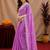 Lavender soft shimmer chiffon embroidery work saree with unstitched blouse piece