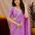 Lavender soft shimmer chiffon embroidery work saree with unstitched blouse piece