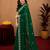 Green soft shimmer chiffon embroidery work saree with unstitched blouse piece