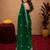 Green soft shimmer chiffon embroidery work saree with unstitched blouse piece