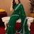 Green soft shimmer chiffon embroidery work saree with unstitched blouse piece