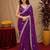 Purple soft shimmer chiffon embroidery work saree with unstitched blouse piece