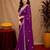 Purple soft shimmer chiffon embroidery work saree with unstitched blouse piece