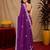 Purple soft shimmer chiffon embroidery work saree with unstitched blouse piece