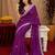 Purple soft shimmer chiffon embroidery work saree with unstitched blouse piece