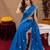 Turquoise soft shimmer chiffon embroidery work saree with unstitched blouse piece