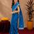 Turquoise soft shimmer chiffon embroidery work saree with unstitched blouse piece
