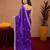 Plum soft shimmer chiffon embroidery work saree with unstitched blouse piece