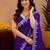 Plum soft shimmer chiffon embroidery work saree with unstitched blouse piece
