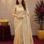 Gold soft shimmer chiffon embroidery work saree with unstitched blouse piece